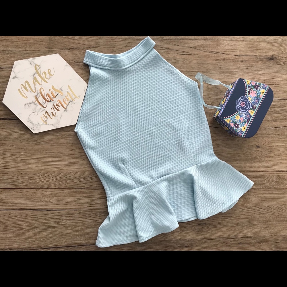 Light blue peplum halter top